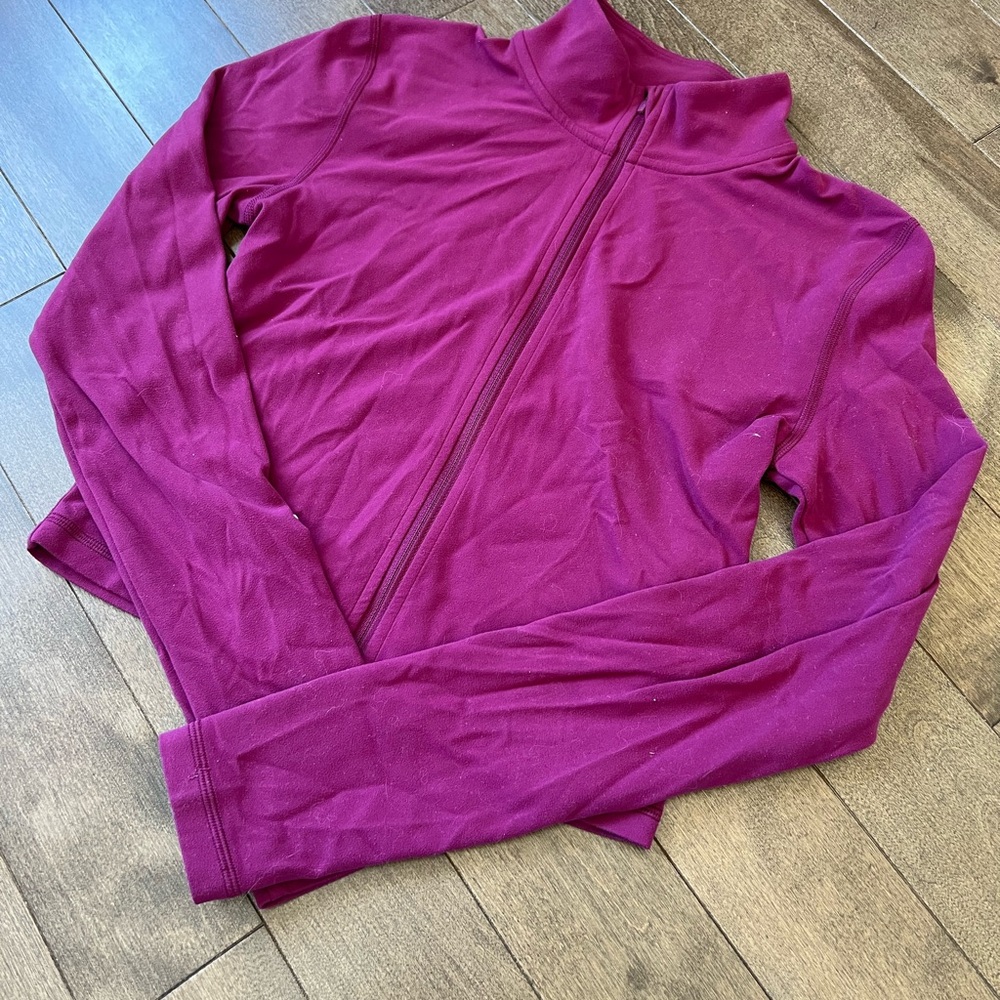 TNA Long Sleeve Full Zip Top in Deep Magenta